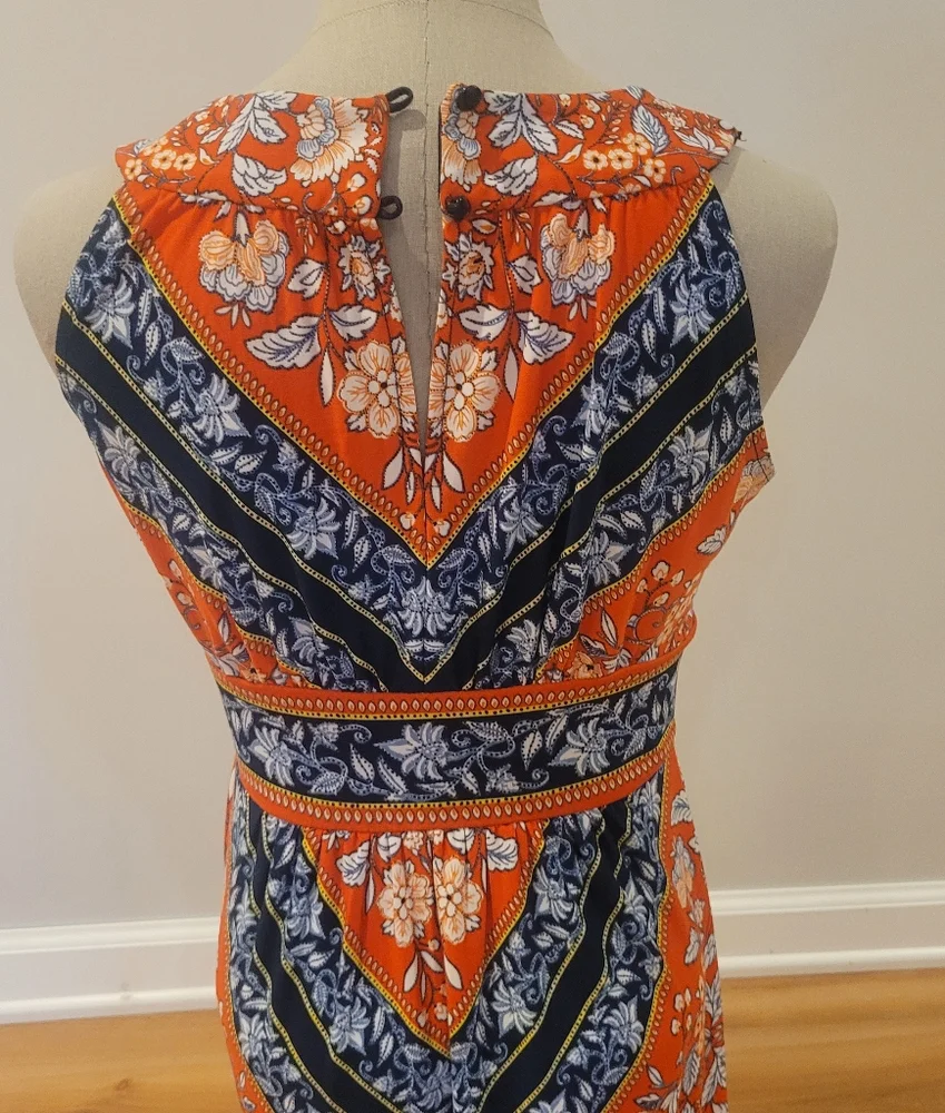 Beautiful Orange and Blue Patterned Women's Dress Size S - Picture 3 of 10